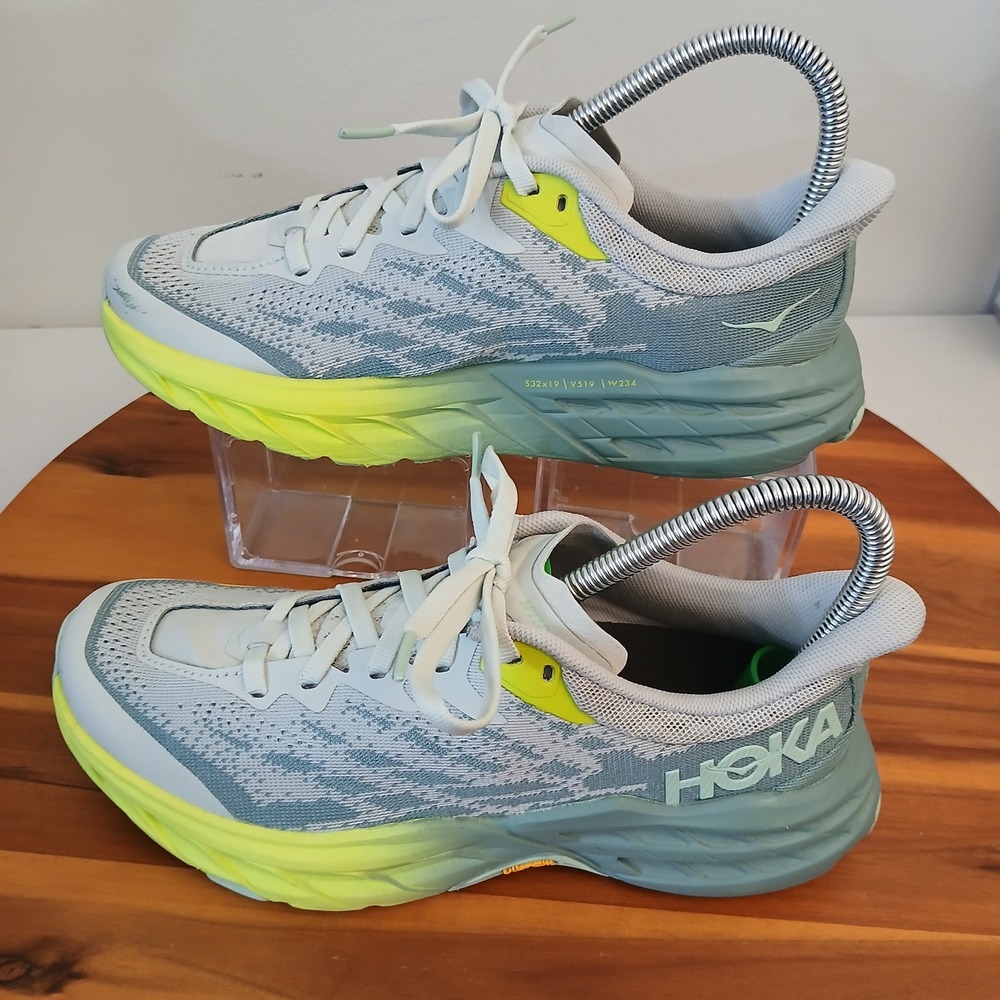 Hoka Speedgoat 5 Women 6.5 Blue Yellow Running Shoes Sneakers 1123158 MTLL